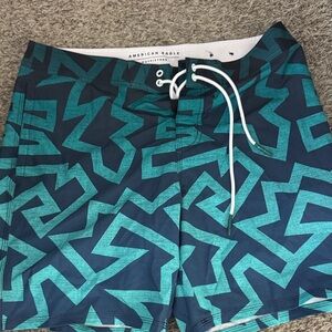 American Eagle Outfitters Teal and Navy Swim Board Shorts